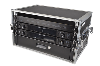 4 Way Wireless Microphone Set with Belt packs and Headsets Racked Ready to Use